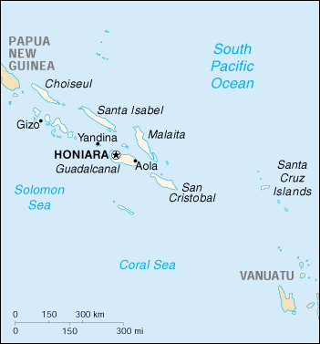 [Country map of Solomon Islands]