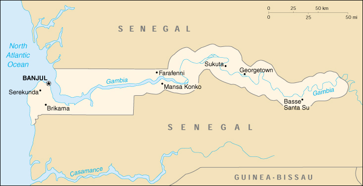 [Country map of Gambia, The]