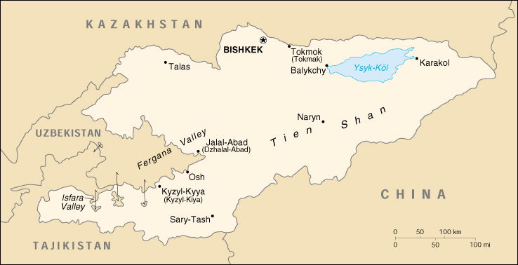 [Country map of Kyrgyzstan]