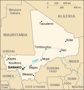 [Country map of Mali]